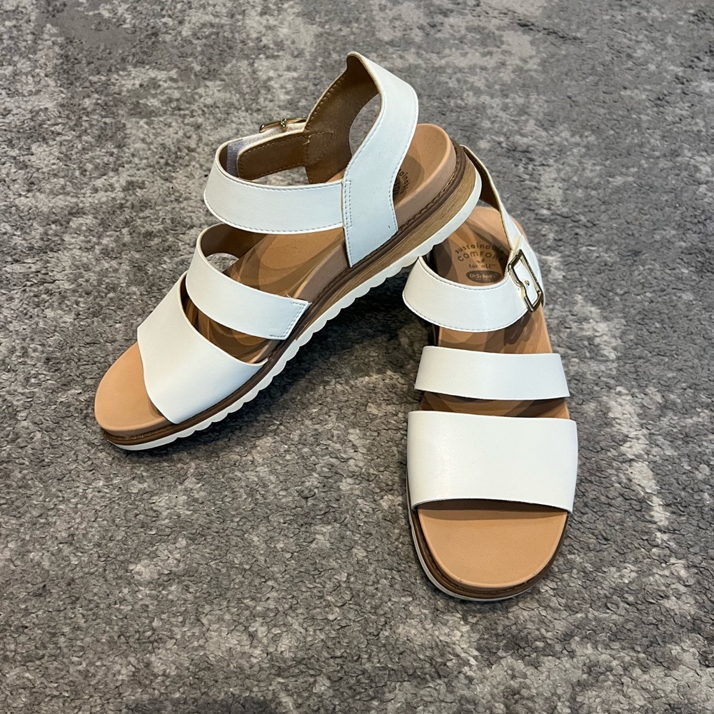 Dr. Scholl's White Multi-Strap Comfort Sandals